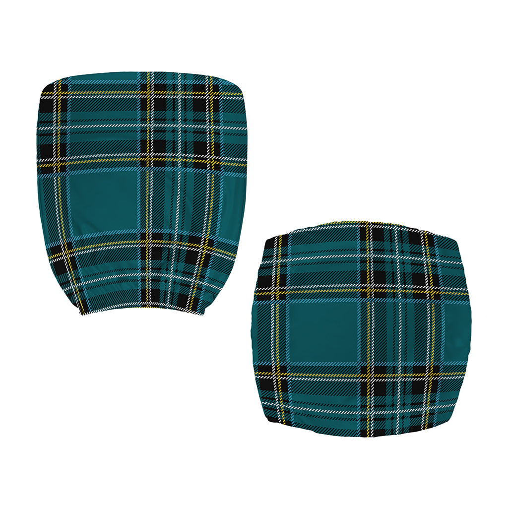 Teal Stewart Tartan Pattern Print Office Chair Cover