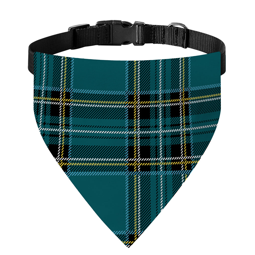 Teal Stewart Tartan Pattern Print Over The Collar Dog Bandana