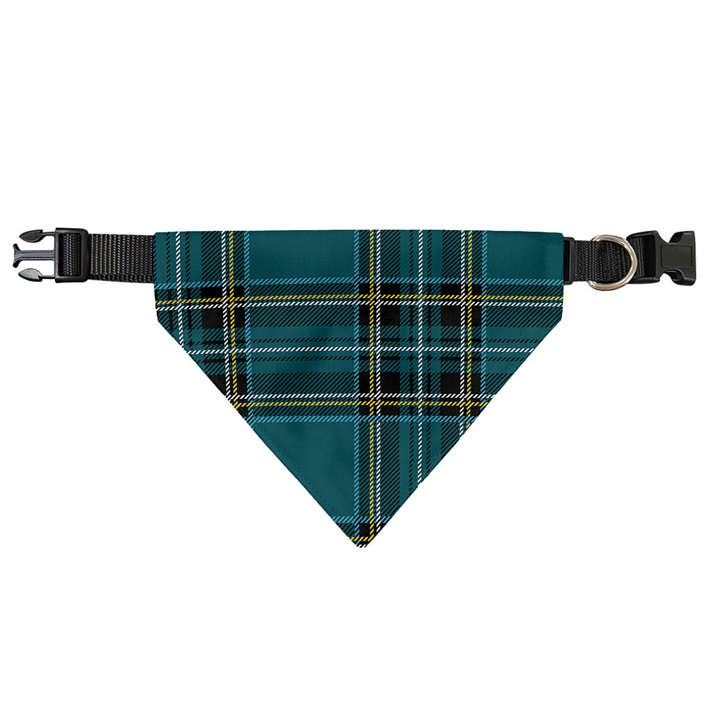 Teal Stewart Tartan Pattern Print Over The Collar Dog Bandana