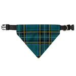 Teal Stewart Tartan Pattern Print Over The Collar Dog Bandana