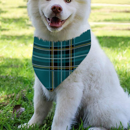Teal Stewart Tartan Pattern Print Over The Collar Dog Bandana