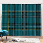 Teal Stewart Tartan Pattern Print Pencil Pleat Curtains