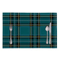 Teal Stewart Tartan Pattern Print Placemat
