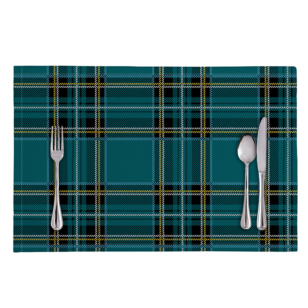 Teal Stewart Tartan Pattern Print Placemat
