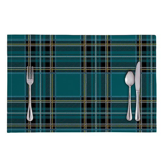 Teal Stewart Tartan Pattern Print Placemat