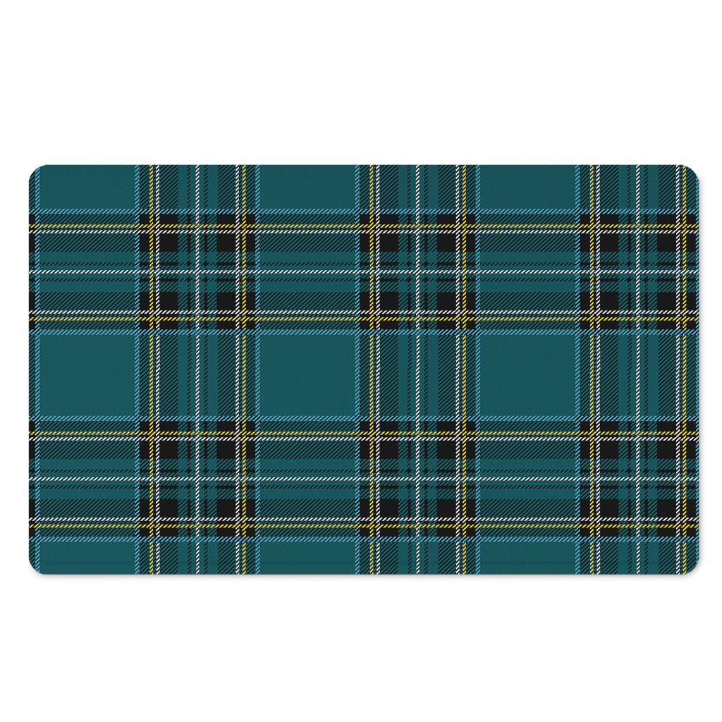 Teal Stewart Tartan Pattern Print Polyester Doormat