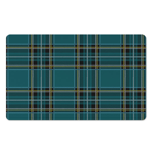 Teal Stewart Tartan Pattern Print Polyester Doormat