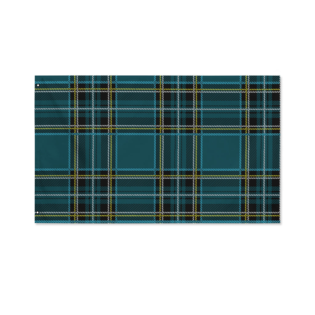 Teal Stewart Tartan Pattern Print Polyester Flag
