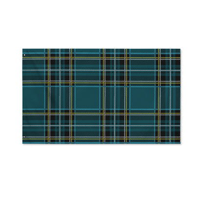 Teal Stewart Tartan Pattern Print Polyester Flag