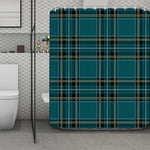 Teal Stewart Tartan Pattern Print Polyester Shower Curtain