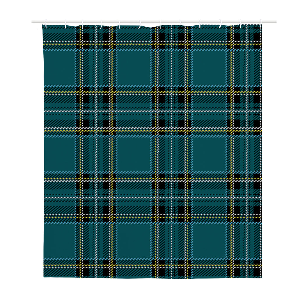 Teal Stewart Tartan Pattern Print Polyester Shower Curtain