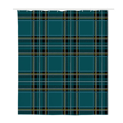 Teal Stewart Tartan Pattern Print Polyester Shower Curtain