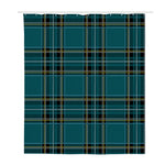 Teal Stewart Tartan Pattern Print Polyester Shower Curtain