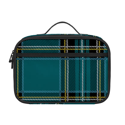 Teal Stewart Tartan Pattern Print Portable Lunch Bag