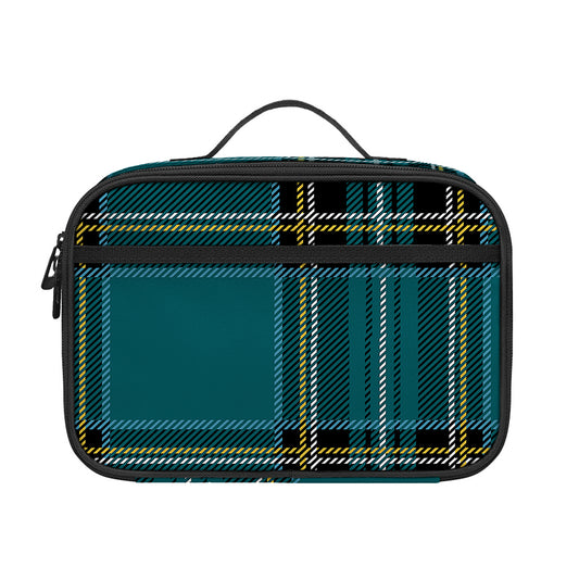 Teal Stewart Tartan Pattern Print Portable Lunch Bag
