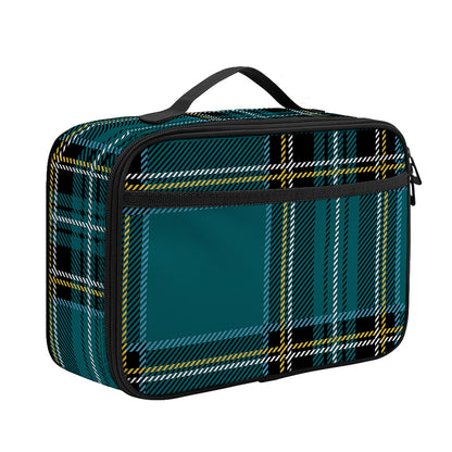 Teal Stewart Tartan Pattern Print Portable Lunch Bag
