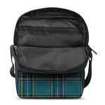 Teal Stewart Tartan Pattern Print Rectangular Crossbody Bag