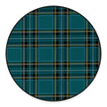Teal Stewart Tartan Pattern Print Round Floor Mat