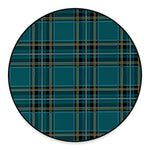 Teal Stewart Tartan Pattern Print Round Floor Mat