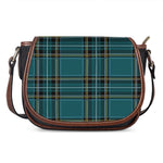 Teal Stewart Tartan Pattern Print Saddle Bag