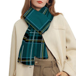 Teal Stewart Tartan Pattern Print Scarf