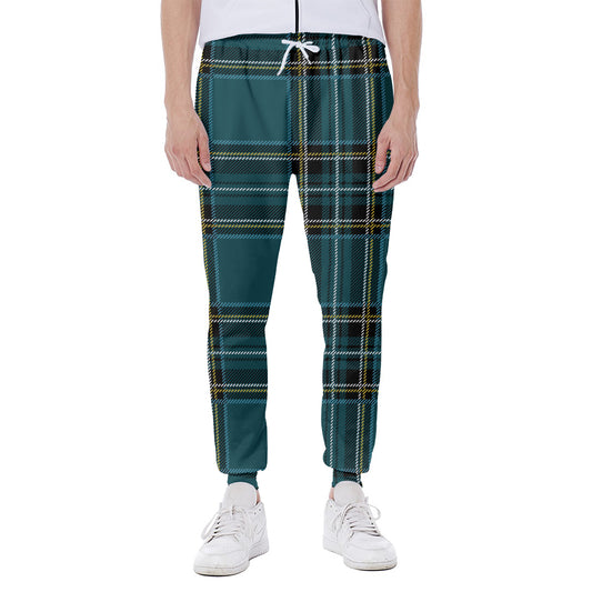 Teal Stewart Tartan Pattern Print Scuba Joggers
