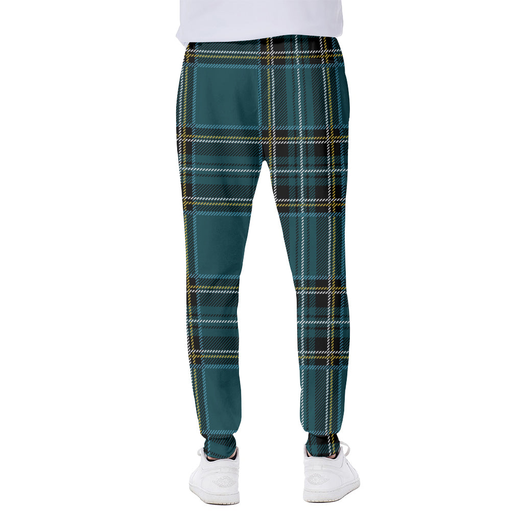 Teal Stewart Tartan Pattern Print Scuba Joggers