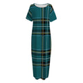 Teal Stewart Tartan Pattern Print Short Sleeve Long Nightdress