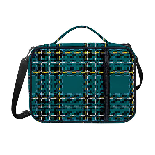 Teal Stewart Tartan Pattern Print Shoulder Strap Bible Bag