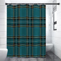 Teal Stewart Tartan Pattern Print Shower Curtain