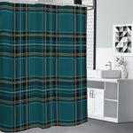 Teal Stewart Tartan Pattern Print Shower Curtain