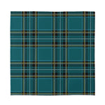 Teal Stewart Tartan Pattern Print Silk Bandana