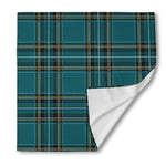Teal Stewart Tartan Pattern Print Silk Bandana