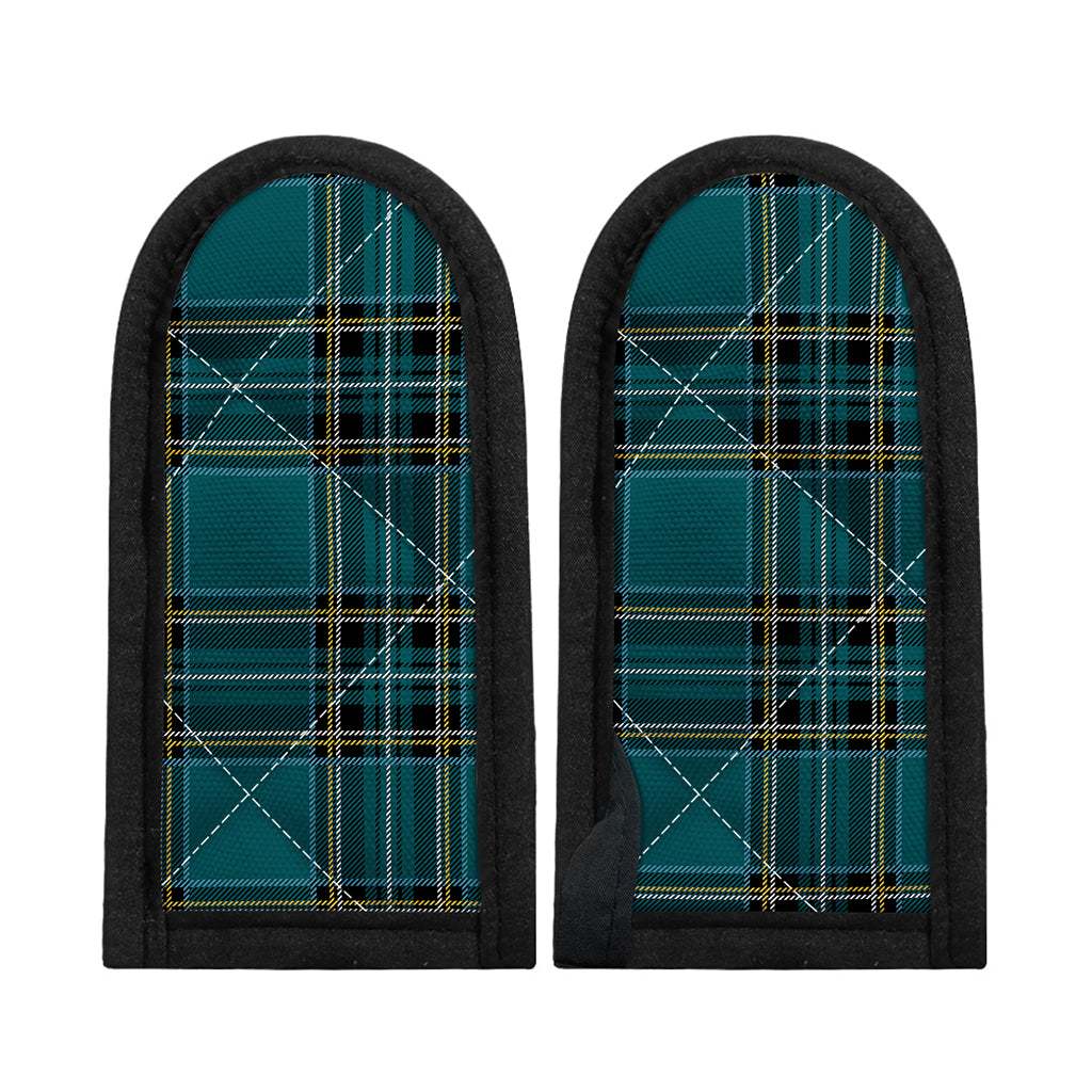 Teal Stewart Tartan Pattern Print Skillet Handle Cover