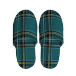 Teal Stewart Tartan Pattern Print Slippers