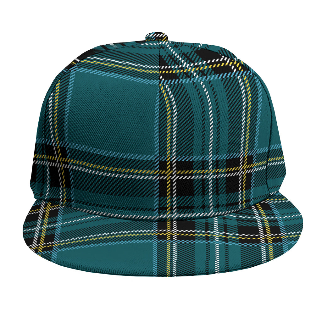 Teal Stewart Tartan Pattern Print Snapback Cap