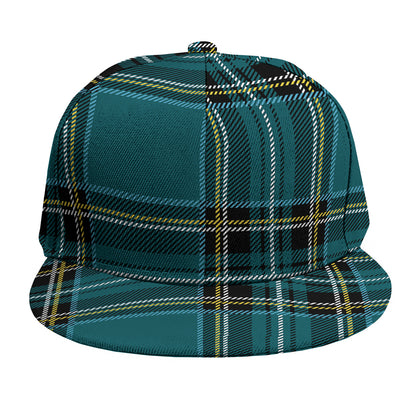 Teal Stewart Tartan Pattern Print Snapback Cap