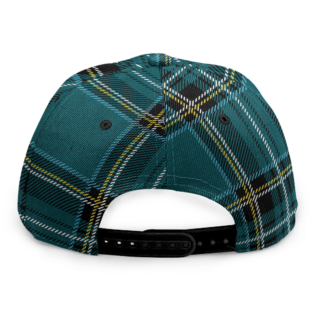 Teal Stewart Tartan Pattern Print Snapback Cap