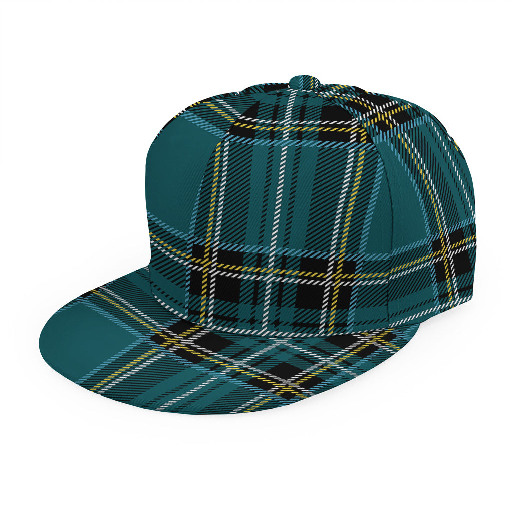 Teal Stewart Tartan Pattern Print Snapback Cap