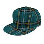 Teal Stewart Tartan Pattern Print Snapback Cap