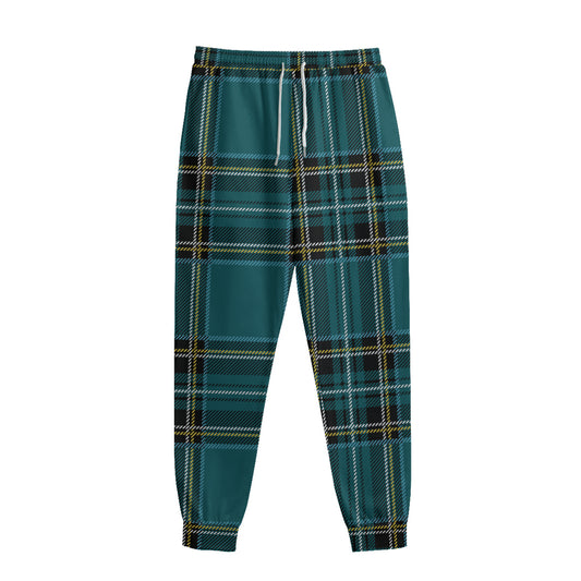 Teal Stewart Tartan Pattern Print Sweatpants