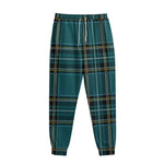 Teal Stewart Tartan Pattern Print Sweatpants