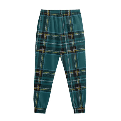 Teal Stewart Tartan Pattern Print Sweatpants