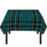 Teal Stewart Tartan Pattern Print Tablecloth