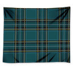 Teal Stewart Tartan Pattern Print Tapestry