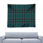 Teal Stewart Tartan Pattern Print Tapestry