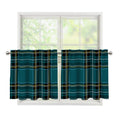 Teal Stewart Tartan Pattern Print Tier Curtains