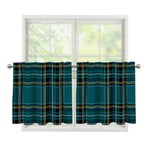 Teal Stewart Tartan Pattern Print Tier Curtains