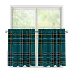 Teal Stewart Tartan Pattern Print Tier Curtains