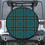 Teal Stewart Tartan Pattern Print Tire Cover